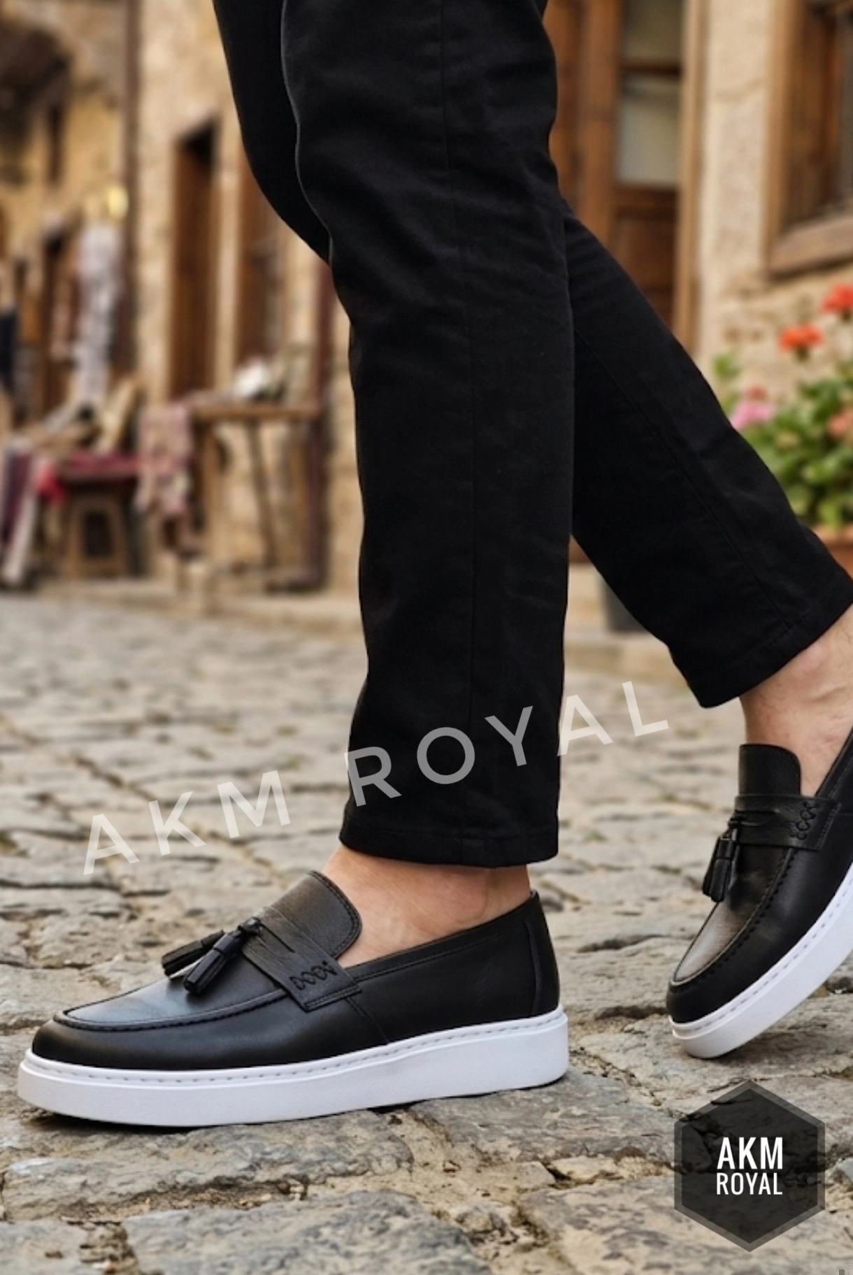 HAKİKİ DERİ ERKEK PÜSKÜLLÜ LOAFER AYAKKABI PLUS 002 NAPA SİYAH