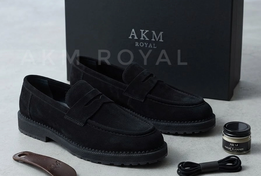 HAKİKİ DERİ ERKEK LOAFER AYAKKABI SİYAH SÜET MOKKA 004